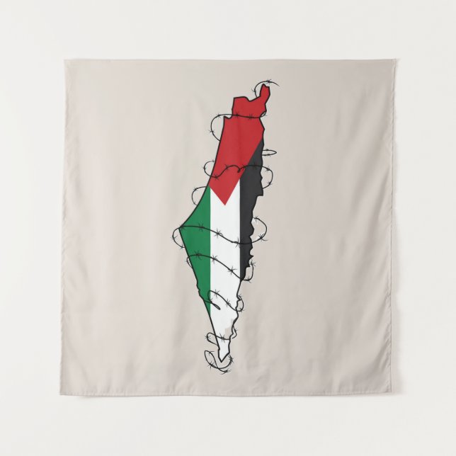 Free Palestine Barbed Wire Map Palestinian Freedom Tapestry (Front)