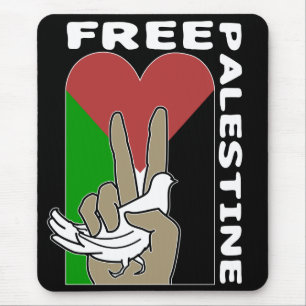 Free Palestine black background Mouse Mat