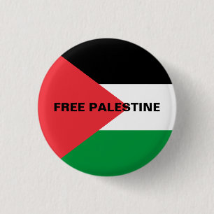 Free Palestine black custom text Palestine flag 3 Cm Round Badge