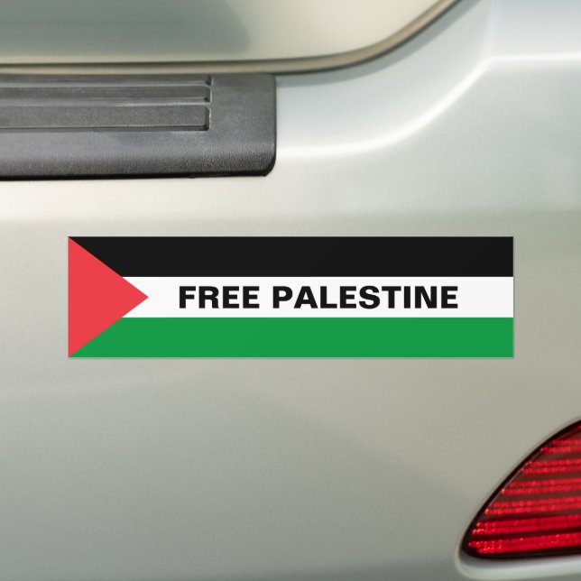 Free Palestine black custom text Palestine flag Bumper Sticker (On Car)