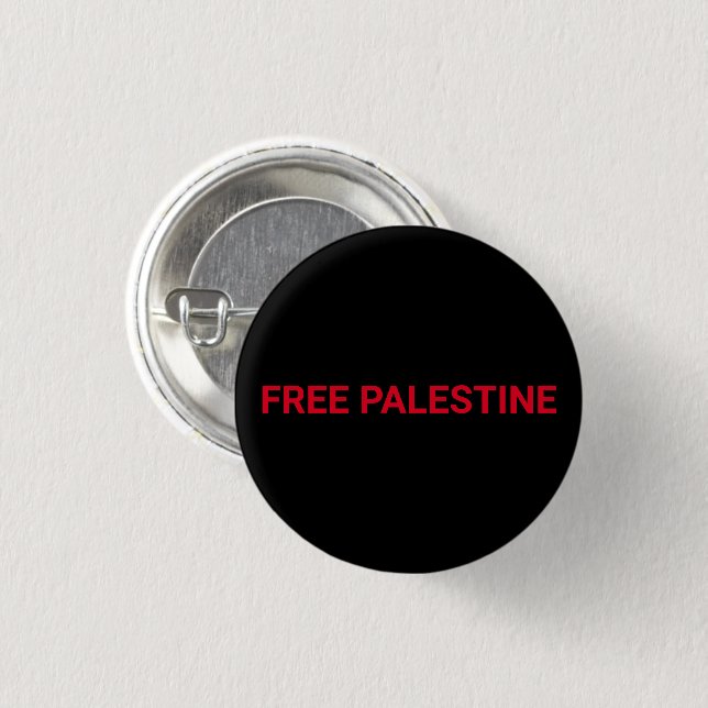 Free Palestine black red custom text minimalist 3 Cm Round Badge (Front & Back)