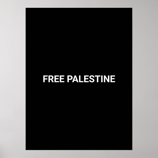 Free Palestine black white custom text minimalist Poster (Front)