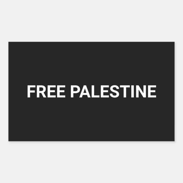 Free Palestine black white custom text minimalist Rectangular Sticker (Front)