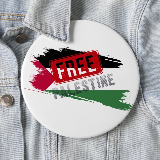 free palestine brush flag 6 cm round badge (In Situ)