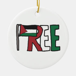 Free Palestine Ceramic Tree Decoration