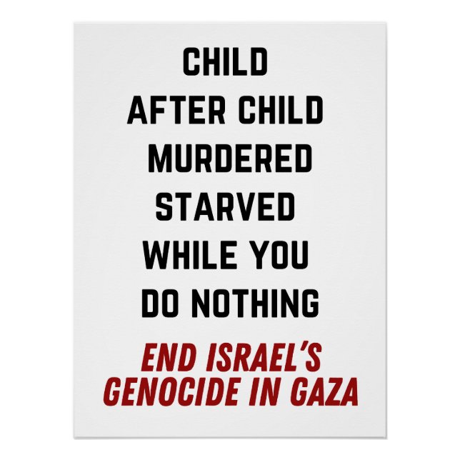 FREE PALESTINE Child Murdered Gaza Israel Genocide Poster (Front)
