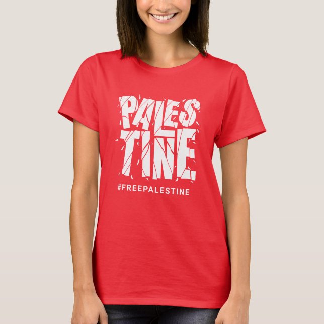 Free Palestine cracked typography  T-Shirt (Front)