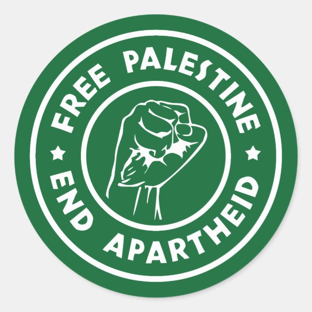Free Palestine End Apartheid Classic Round Sticker (Front)