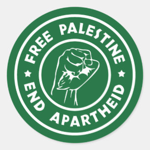 Free Palestine End Apartheid Classic Round Sticker