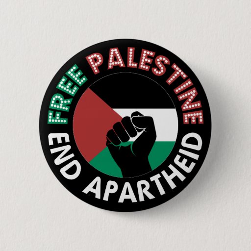 Image of Free Palestine End Apartheid Flag Fist Black 6 Cm Round Badge