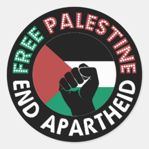 Free Palestine End Apartheid Flag Fist Black Classic Round Sticker