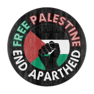 Free Palestine End Apartheid Flag Fist Black Cutting Board