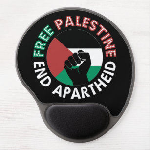 Free Palestine End Apartheid Flag Fist Black Gel Mouse Mat