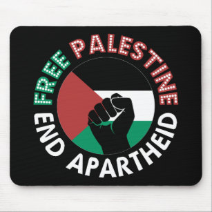 Free Palestine End Apartheid Flag Fist Black Mouse Mat