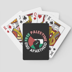 Free Palestine End Apartheid Flag Fist Black Playing Cards