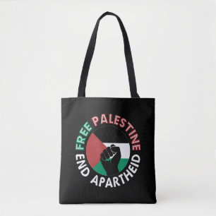 Free Palestine End Apartheid Flag Fist Black Tote Bag