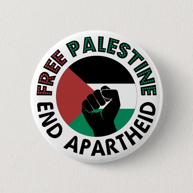 Free Palestine End Apartheid Palestine Flag 6 Cm Round Badge (Front)