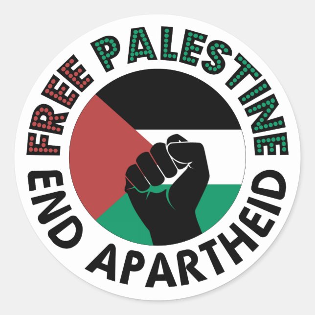 Free Palestine End Apartheid Palestine Flag Classic Round Sticker (Front)