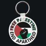 Free Palestine End Apartheid Palestine Flag Key Ring<br><div class="desc">Free Palestine End Apartheid white background 
 revolutionary fist
 Palestinian Flag of palestine
 Green Black White Red Palestine flag 
 End Apartheid Israel 
 Join the movement to save Palestinians from Israeli war of aggression 
 Boycott Israel Stop buying Israeli goods
 Middle East conflict</div>