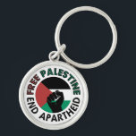 Free Palestine End Apartheid Palestine Flag Key Ring<br><div class="desc">Free Palestine End Apartheid white background 
 revolutionary fist
 Palestinian Flag of palestine
 Green Black White Red Palestine flag 
 End Apartheid Israel 
 Join the movement to save Palestinians from Israeli war of aggression 
 Boycott Israel Stop buying Israeli goods
 Middle East conflict</div>