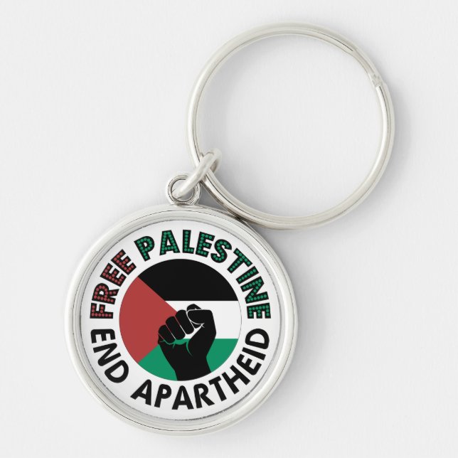 Free Palestine End Apartheid Palestine Flag Key Ring (Front)