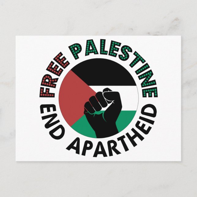 Free Palestine End Apartheid Palestine Flag Postcard (Front)