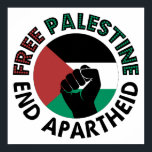 Free Palestine End Apartheid Palestine Flag Poster<br><div class="desc">Free Palestine End Apartheid white background 
 revolutionary fist
 Palestinian Flag of palestine
 Green Black White Red Palestine flag 
 End Apartheid Israel 
 Join the movement to save Palestinians from Israeli war of aggression 
 Boycott Israel Stop buying Israeli goods
 Middle East conflict</div>