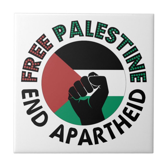 Free Palestine End Apartheid Palestine Flag Tile (Front)