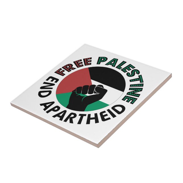 Free Palestine End Apartheid Palestine Flag Tile (Side)