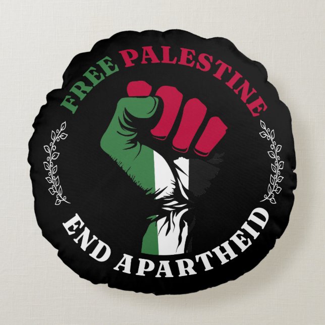 Free Palestine End Apartheid Round Cushion (Front)