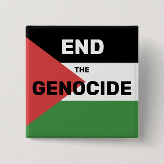 FREE PALESTINE END THE GENOCIDE FLAG RED GREEN  15 CM SQUARE BADGE