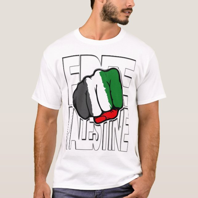 Free Palestine "Fist" Outline T-Shirt (Front)