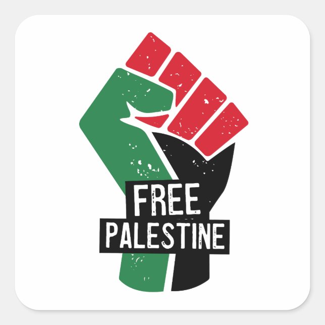 Free Palestine fist Square Sticker (Front)
