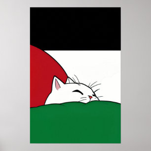 FREE PALESTINE Flag Cat Poster