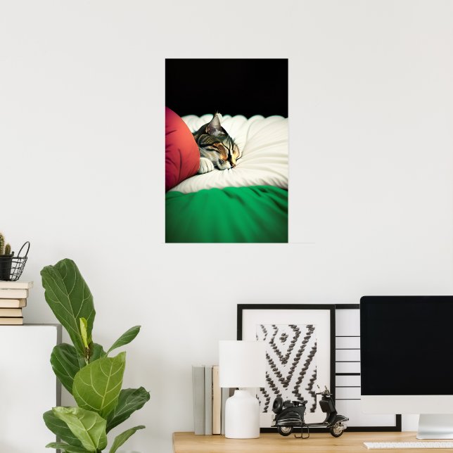 FREE PALESTINE Flag Cat Poster (Home Office)