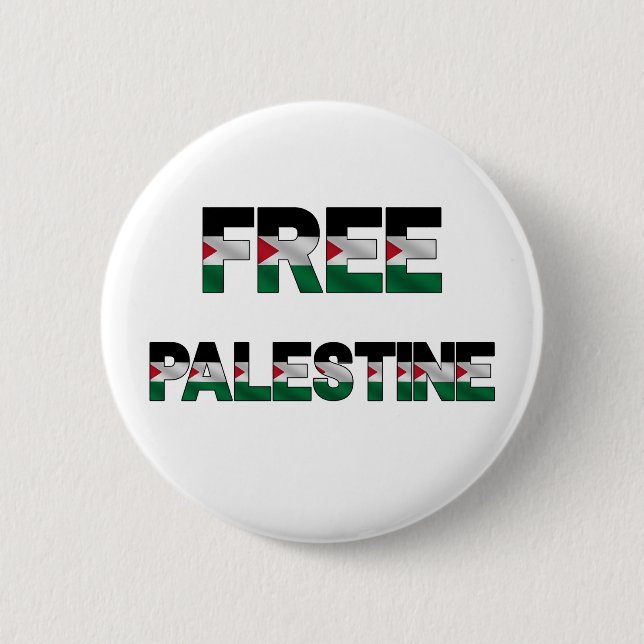 Free Palestine Flag Letters Unity Pride Freedom 6 Cm Round Badge (Front)