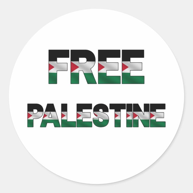 Free Palestine Flag Letters Unity Pride Freedom Classic Round Sticker (Front)