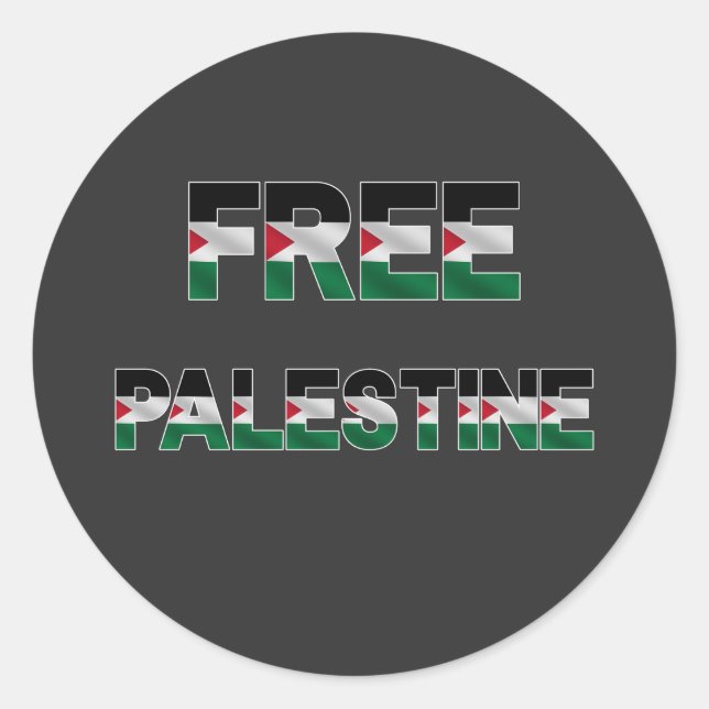 Free Palestine Flag Letters Unity Pride Freedom Classic Round Sticker (Front)