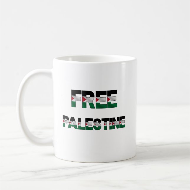 Free Palestine Flag Letters Unity Pride Freedom Coffee Mug (Left)