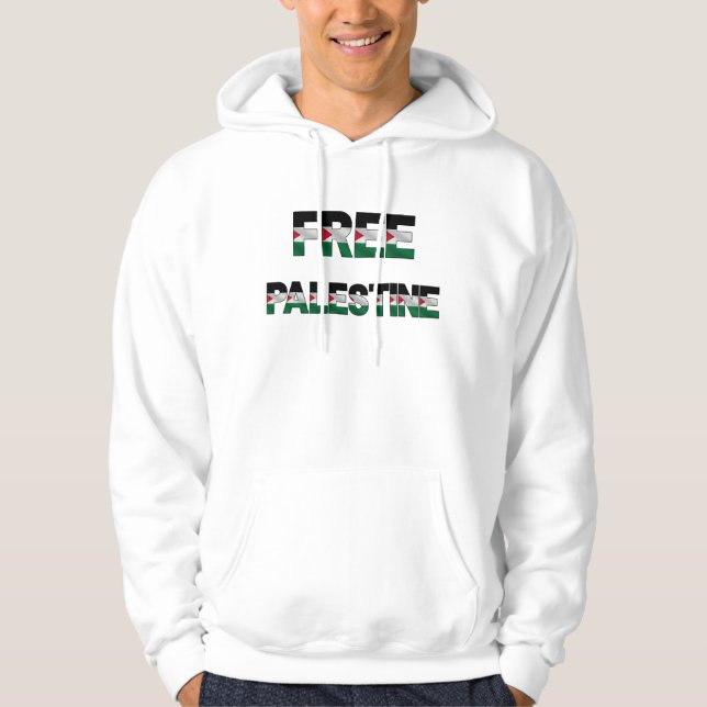 Free Palestine Flag Letters Unity Pride Freedom Hoodie (Front)