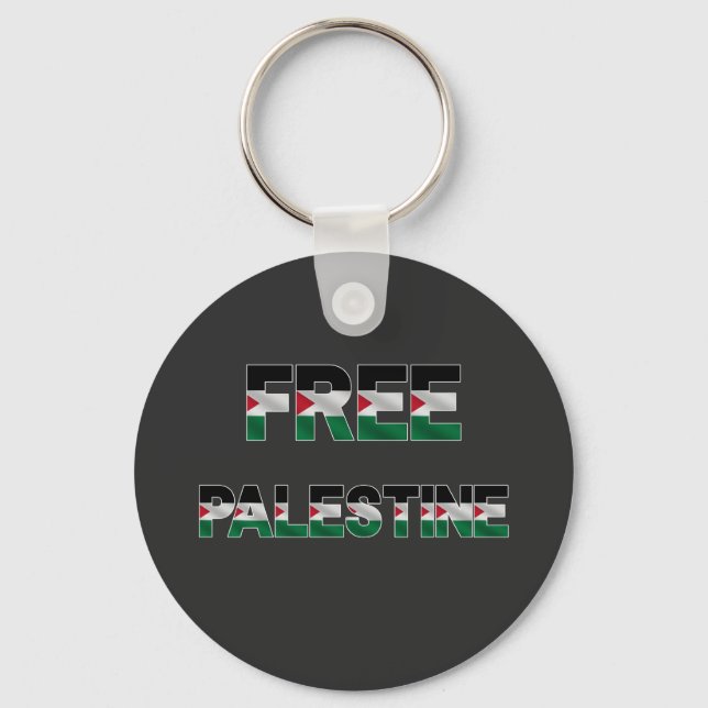 Free Palestine Flag Letters Unity Pride Freedom Key Ring (Front)
