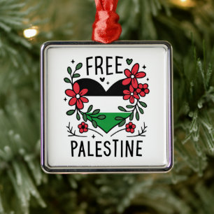Free palestine flag metal tree decoration