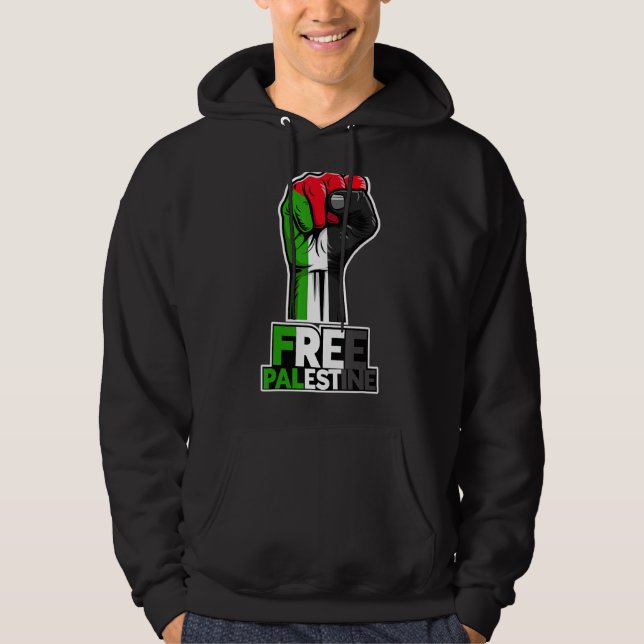 Free Palestine Flag of Palestine Palestinian fist  Hoodie (Front)
