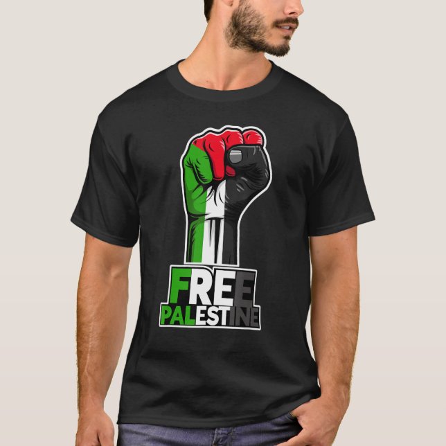 Free Palestine Flag of Palestine Palestinian fist  T-Shirt (Front)