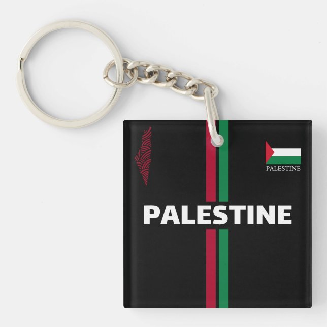 Free Palestine football  soccer - flag map team Key Ring (Front)