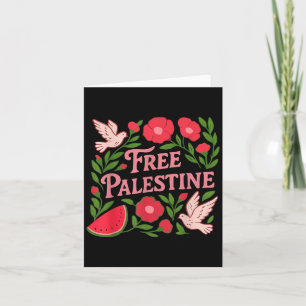 Free Palestine Gaza Boho Flower Watermelon Card