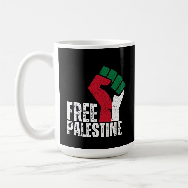 Free Palestine Gaza Flag - Freedom for Palestinian Coffee Mug (Left)