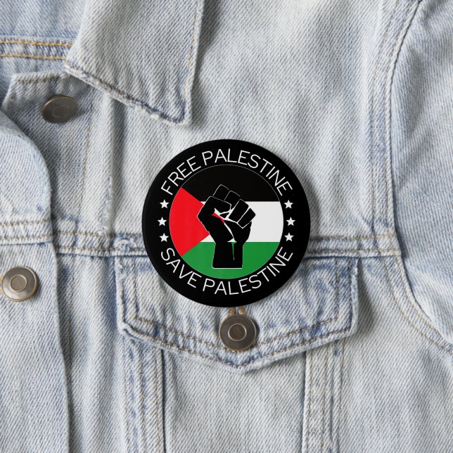 Free Palestine Gaza Genocide Palestinian Flag 7.5 Cm Round Badge (In Situ)