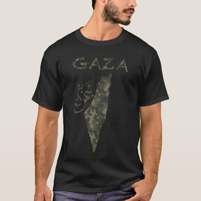 Free Palestine Gaza t-shirt - Camouflage design (Front)