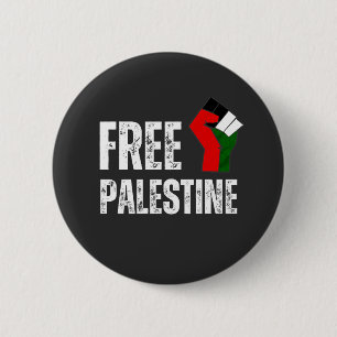 FREE PALESTINE handfist palestine flag 6 Cm Round Badge